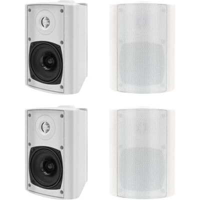 Herdio Altavoces de Exterior Compatible con Bluetooth Impermeables de 4 Pulgadas y 400 Vatios para Jardín, Patio, Restaurante (2 Pares/Blanco) Herdio Altavoces de Exterior Compatible con Bluetooth Impermeables de 4 Pulgadas y 400 Vatios para Jardín, Patio, Restaurante (2 Pares/Blanco)