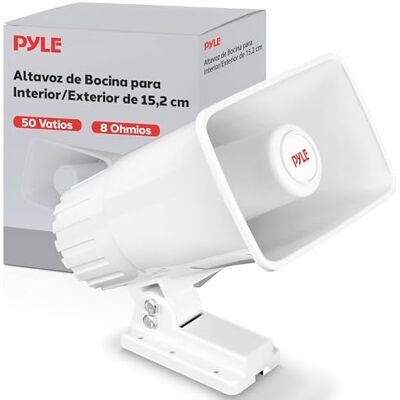 Pyle altavoz de bocina PA, Para interiores y exteriores, Impedancia de 8 ohmios, Potencia de 50V, Soporte de montaje y accesorios incluidos Pyle altavoz de bocina PA, Para interiores y exteriores, Impedancia de 8 ohmios, Potencia de 50V, Soporte de montaje y accesorios incluidos