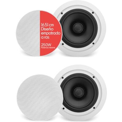Pyle altavoces techo, Pared, 6.5”, 250W, Duales, Tweeter de polimero de 1", 65Hz-22kHz Pyle altavoces techo, Pared, 6.5”, 250W, Duales, Tweeter de polimero de 1", 65Hz-22kHz