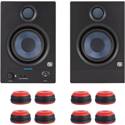 PreSonus Eris 4.5 BT II Generación Bluetooth 5.0 Activo Studio Monitor Boxes Altavoces 2ª generación + keepdrum 8 unidades amortiguadores de vibraciones en rojo PreSonus Eris 4.5 BT II Generación Bluetooth 5.0 Activo Studio Monitor Boxes Altavoces 2ª generación + keepdrum 8 unidades amortiguadores de vibraciones en rojo