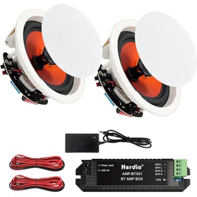 Herdio Altavoz de Techo 6,5 Pulgadas con Sistema de Altavoces caseros Compatible con Bluetooth Herdio Altavoz de Techo 6,5 Pulgadas con Sistema de Altavoces caseros Compatible con Bluetooth