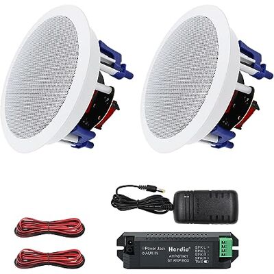 Herdio Altavoz de Techo Redondo de 5,25 Pulgadas con instalación integrada bidireccional Completa Compatible con Bluetooth Herdio Altavoz de Techo Redondo de 5,25 Pulgadas con instalación integrada bidireccional Completa Compatible con Bluetooth