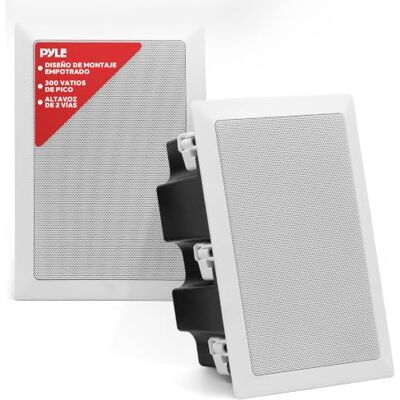 Pyle Altavoces Empotrables, 2 Unidades, Blanco Diseño Enrasado, Sistema Estéreo para Techo o Pared, Audio Cine en Casa, 300 W, 13 cm Pyle Altavoces Empotrables, 2 Unidades, Blanco Diseño Enrasado, Sistema Estéreo para Techo o Pared, Audio Cine en Casa, 300 W, 13 cm