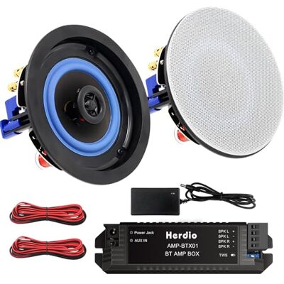 Herdio 4 "Techo Altavoz montado en la Pared Altavoz Compatible con Bluetooth baño Impermeable Dormitorio de Cocina Herdio 4 "Techo Altavoz montado en la Pared Altavoz Compatible con Bluetooth baño Impermeable Dormitorio de Cocina