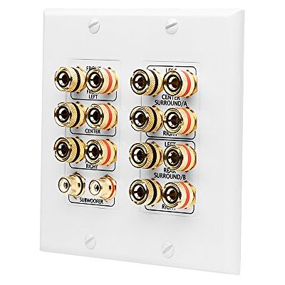 OSD Audio WP16 Banana Binding Post Terminal Chapado en Oro Estilo Decora para Sistema de Cine en casa 7.1, 7 Altavoces + Entrada de subwoofer (Blanco) OSD Audio WP16 Banana Binding Post Terminal Chapado en Oro Estilo Decora para Sistema de Cine en casa 7.1, 7 Altavoces + Entrada de subwoofer (Blanco)