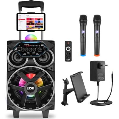 Pyle Altavoz Bluetooth, Potente, 580W, Inalambrico, Luces, Karaoke, Portatil, Microfono, USB, AUX, MP3, SD, FM, Trolley con Ruedas Pyle Altavoz Bluetooth, Potente, 580W, Inalambrico, Luces, Karaoke, Portatil, Microfono, USB, AUX, MP3, SD, FM, Trolley con Ruedas