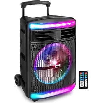 Pyle Altavoz, PA, 600V, Bluetooth, Portatil, Recargable, Exteriores, Luces de Fiesta, Lector de Tarjetas SD MP3/USB Pyle Altavoz, PA, 600V, Bluetooth, Portatil, Recargable, Exteriores, Luces de Fiesta, Lector de Tarjetas SD MP3/USB