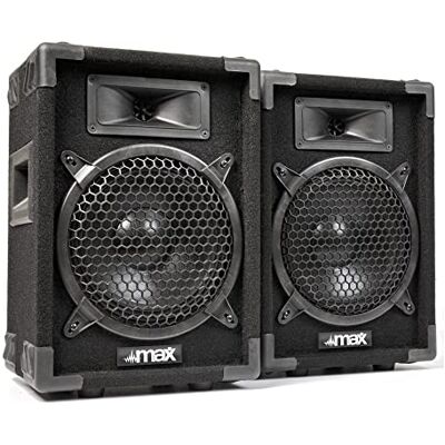 MAX 8 Set de Altavoces pasivos 2X 400 W con woofer de 8 Pulgadas, Altavoz para Fiestas con Asas, Conjunto de Altavoces pasivos para DJ, Caja acústica para Discoteca en Negro MAX 8 Set de Altavoces pasivos 2X 400 W con woofer de 8 Pulgadas, Altavoz para Fiestas con Asas, Conjunto de Altavoces pasivos para DJ, Caja acústica para Discoteca en Negro