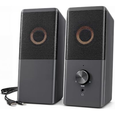 ROSON Altavoz de computadora, Altavoz de tamaño Compacto con Conector para Auriculares, Control de Graves y Volumen Mejorado, estéreo 2.0 Alimentado por USB, Altavoces Multimedia auxiliares de 3.5 mm ROSON Altavoz de computadora, Altavoz de tamaño Compacto con Conector para Auriculares, Control de Graves y Volumen Mejorado, estéreo 2.0 Alimentado por USB, Altavoces Multimedia auxiliares de 3.5 mm