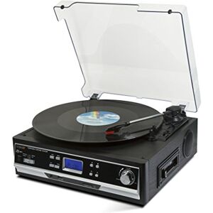 Technaxx Bluetooth 2.0 Tocadiscos de Vinilo y Convertidor de Cassette TX-22+ con Reproductor de Cassette Incorporado y Altavoces Estéreo – Archivos de Música MP3/WMA, 3 Velocidades, Enchufe aux-in Technaxx Bluetooth 2.0 Tocadiscos de Vinilo y Convertidor de Cassette TX-22+ con Reproductor de Cassette Incorporado y Altavoces Estéreo – Archivos de Música MP3/WMA, 3 Velocidades, Enchufe aux-in