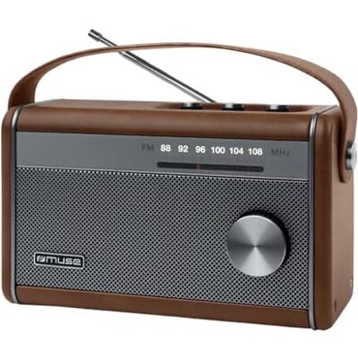 Muse Radio Bluetooth portátil, Radio FM de 10 W de Potencia de Salida, Antena telescópica FM, indicador de frecuencia Iluminado, USB-C, Conector para Auriculares, Radio de batería, Fuente de Muse Radio Bluetooth portátil, Radio FM de 10 W de Potencia de Salida, Antena telescópica FM, indicador de frecuencia Iluminado, USB-C, Conector para Auriculares, Radio de batería, Fuente de