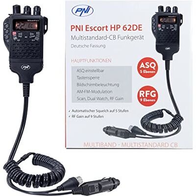 PNI Estación de Radio CB portátil Escort HP 62DE Versión Alemana, multiestándar, 4W, 12V, Am-FM, ASQ Ajustable en 5 Niveles, Ganancia de RF en 9 Niveles, Dual Watch, Scan, Lock PNI Estación de Radio CB portátil Escort HP 62DE Versión Alemana, multiestándar, 4W, 12V, Am-FM, ASQ Ajustable en 5 Niveles, Ganancia de RF en 9 Niveles, Dual Watch, Scan, Lock