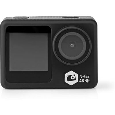 NEDIS Action CAM 4K @ 30fps 16 MPixel Resistente al Agua hasta: 30 m 90 min Wi-Fi Aplicación Disponible para: Android™ / iOS Incluye Soporte Negro NEDIS Action CAM 4K @ 30fps 16 MPixel Resistente al Agua hasta: 30 m 90 min Wi-Fi Aplicación Disponible para: Android™ / iOS Incluye Soporte Negro