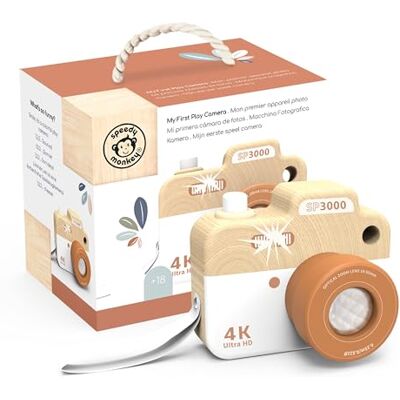 Speedy Monkey -Toy Camera Cámara de 9,9 x 6,7 x 8 cm, Multicolor, Juguete de Madera para niños, Detalles encantadores, Gran Idea de Regalo, () Speedy Monkey -Toy Camera Cámara de 9,9 x 6,7 x 8 cm, Multicolor, Juguete de Madera para niños, Detalles encantadores, Gran Idea de Regalo, ()