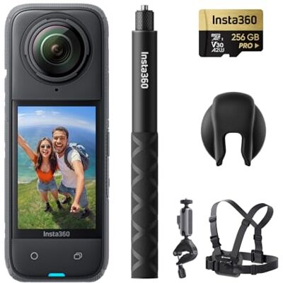 Insta360 X4 Pack Bici Cámara de acción Impermeable 8K 360, Vídeo 4K Gran Angular, Selfie Stick Invisible, Protectores de Lente Extraíbles, 135 Min Batería, Edición IA, Estabilización Insta360 X4 Pack Bici Cámara de acción Impermeable 8K 360, Vídeo 4K Gran Angular, Selfie Stick Invisible, Protectores de Lente Extraíbles, 135 Min Batería, Edición IA, Estabilización