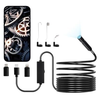 VEVOR Cámara Endoscópica, Boroscopio HD 1920P para Android e iOS, con 8 Luces LED Ajustable y Cable Semirrígido de 5 m, Zoom 2X, Impermeable IP67, para Automóviles y Plomería, 5000 x 18 x 10 mm VEVOR Cámara Endoscópica, Boroscopio HD 1920P para Android e iOS, con 8 Luces LED Ajustable y Cable Semirrígido de 5 m, Zoom 2X, Impermeable IP67, para Automóviles y Plomería, 5000 x 18 x 10 mm