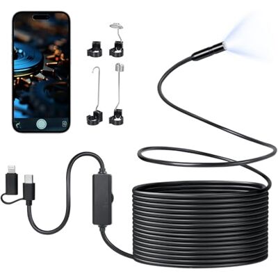 AiQInu Endoscopio Cámara de Inspección, 1920P HD Cámara Endoscópica con 8 Luces LED, IP67 Impermeable, para Inspección de Tuberías y Mantenimiento de Vehículos, para iOS y Android (16.5 pies/5 m) AiQInu Endoscopio Cámara de Inspección, 1920P HD Cámara Endoscópica con 8 Luces LED, IP67 Impermeable, para Inspección de Tuberías y Mantenimiento de Vehículos, para iOS y Android (16.5 pies/5 m)