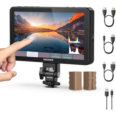 NEEWER F700 7" Monitor Campo Cámara, 2000nits Pantalla Táctil IPS HD 1920 x 1080 LUT 3D Entrada/Salida HDMI 4K Enfoque Máximo, Asistencia Video DSLR, Onda HDR, Zapata Fría, 2 Baterías NP-F750, Paño NEEWER F700 7" Monitor Campo Cámara, 2000nits Pantalla Táctil IPS HD 1920 x 1080 LUT 3D Entrada/Salida HDMI 4K Enfoque Máximo, Asistencia Video DSLR, Onda HDR, Zapata Fría, 2 Baterías NP-F750, Paño