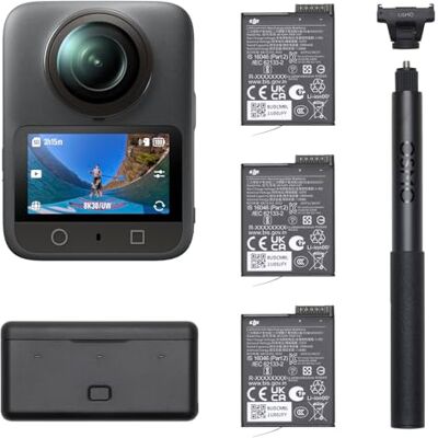 DJI Pack Aventura Osmo 360, cámara 360 con Imagen 360° de 1 Pulgada, Vida útil de batería extendida con 3 baterías, Video 360° en 8K Nativo, cámara de acción para Deportes, vlog DJI Pack Aventura Osmo 360, cámara 360 con Imagen 360° de 1 Pulgada, Vida útil de batería extendida con 3 baterías, Video 360° en 8K Nativo, cámara de acción para Deportes, vlog