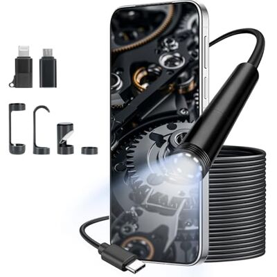 VINATO 1080 HD Cámara de Serpiente para Inspección, 8 Luces LED, IP67 Impermeable, No Necesita WiFi/Batería, para Tableta Android iOS, Inspección de Tuberías, Alcantarillas, Motores, Líneas (10m) VINATO 1080 HD Cámara de Serpiente para Inspección, 8 Luces LED, IP67 Impermeable, No Necesita WiFi/Batería, para Tableta Android iOS, Inspección de Tuberías, Alcantarillas, Motores, Líneas (10m)