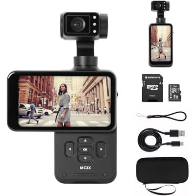 AgfaPhoto Gimbal Realimove MC3X + Tarjeta de Memoria SD 32GB Cámara estabilizadora de 3 Ejes 4K Ultra HD, Pantalla táctil giratoria de 3,5", 20MP, Seguimiento Facial, visión Nocturna, Gran Angular AgfaPhoto Gimbal Realimove MC3X + Tarjeta de Memoria SD 32GB Cámara estabilizadora de 3 Ejes 4K Ultra HD, Pantalla táctil giratoria de 3,5", 20MP, Seguimiento Facial, visión Nocturna, Gran Angular
