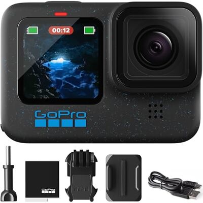 GoPro Hero12 Black Cámara de acción impermeable con vídeo Ultra HD de 5,3 K60, fotos de 27 MP, HDR, sensor de imagen de 1/1,9 pulgadas, transmisión en directo, webcam, estabilización GoPro Hero12 Black Cámara de acción impermeable con vídeo Ultra HD de 5,3 K60, fotos de 27 MP, HDR, sensor de imagen de 1/1,9 pulgadas, transmisión en directo, webcam, estabilización