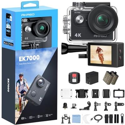 AKASO Cámara Deportiva 4K 30fps 20MP WiFi Cámara de Acción Cámara Sumergible Acuática 30M con estabilización Gran Angular de 170° Calidad de Imagen Ultra HD para los entusiastas de la Aventura AKASO Cámara Deportiva 4K 30fps 20MP WiFi Cámara de Acción Cámara Sumergible Acuática 30M con estabilización Gran Angular de 170° Calidad de Imagen Ultra HD para los entusiastas de la Aventura