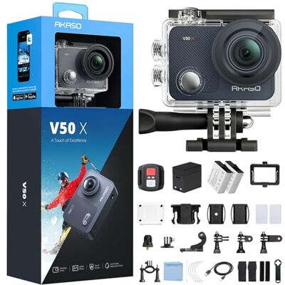 AKASO V50 X Cámara Deportiva 4K WiFi 20MP Cámara de Acción Cámara Acuatica Sumergible con Pantalla Táctil, EIS, Multi Accesorios, para buceo/surfea/Deportes al aire libre/a diario AKASO V50 X Cámara Deportiva 4K WiFi 20MP Cámara de Acción Cámara Acuatica Sumergible con Pantalla Táctil, EIS, Multi Accesorios, para buceo/surfea/Deportes al aire libre/a diario