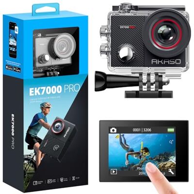 AKASO EK7000 Pro Cámara Deportiva 4K WiFi 20MP, Cámara Sumergible Acuática 40M Impermeable, Cámara de Acción EIS con Control Remoto Ángulo Ajustable Multi Accesorios para Buceo Ciclismo Surf AKASO EK7000 Pro Cámara Deportiva 4K WiFi 20MP, Cámara Sumergible Acuática 40M Impermeable, Cámara de Acción EIS con Control Remoto Ángulo Ajustable Multi Accesorios para Buceo Ciclismo Surf