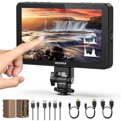 NEEWER F600 7" Monitor de Cámara, 2400nit HD 1920x1080 IPS Pantalla Táctil 3D LUT, 4K HDMI loop in/out peak focus, asistente video DSLR HDR waveform, montaje zapata fría, 2 baterías NP-F750 & cable NEEWER F600 7" Monitor de Cámara, 2400nit HD 1920x1080 IPS Pantalla Táctil 3D LUT, 4K HDMI loop in/out peak focus, asistente video DSLR HDR waveform, montaje zapata fría, 2 baterías NP-F750 & cable