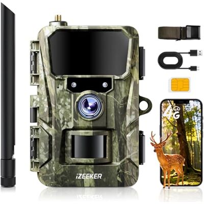 iZEEKER 2 en 1 Cámara de Caza 4G LTE 2K HD 48MP, Cámara Fototrampeo con App, Visión Nocturna Infrarroja, Detector de Movimiento, Cámara de Animales Salvajes IP66 Resistente al Agua iZEEKER 2 en 1 Cámara de Caza 4G LTE 2K HD 48MP, Cámara Fototrampeo con App, Visión Nocturna Infrarroja, Detector de Movimiento, Cámara de Animales Salvajes IP66 Resistente al Agua