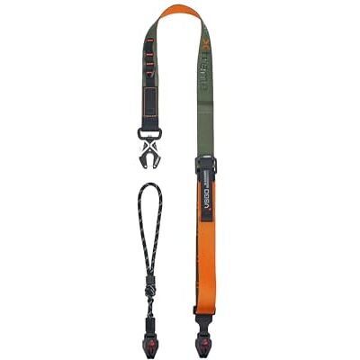 VSGO Black Snipe Urban Correa para cámara de 80 kg de carga, liberación rápida, antitorsión, cómoda correa de nailon, compatible con DSLR, sin espejo, teléfono y cámara de acción, naranja/verde VSGO Black Snipe Urban Correa para cámara de 80 kg de carga, liberación rápida, antitorsión, cómoda correa de nailon, compatible con DSLR, sin espejo, teléfono y cámara de acción, naranja/verde