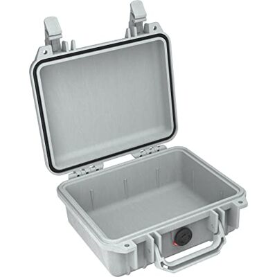 PELI 1200 Maletín técnico estanco para el transporte de equipos electrónicos y fotográficos frágiles, IP67 estanco, 4L de capacidad, fabricado en EE.UU., sin espuma, color gris PELI 1200 Maletín técnico estanco para el transporte de equipos electrónicos y fotográficos frágiles, IP67 estanco, 4L de capacidad, fabricado en EE.UU., sin espuma, color gris
