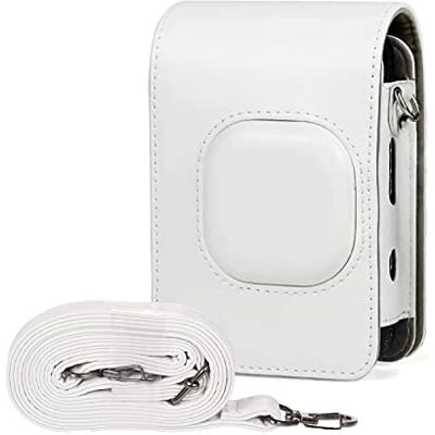 Desconocido Funda de piel sintética con correa para el hombro para cámara Instax Mini LiPlay, White, Funda para cámara Desconocido Funda de piel sintética con correa para el hombro para cámara Instax Mini LiPlay, White, Funda para cámara