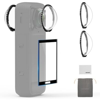 NEEWER LPC03 Juego de protectores de lente compatibles con cámara de acción Insta360 X5 (paquete de 2), accesorios de vidrio templado 9H con protector de pantalla, paño de limpieza y funda, quitar NEEWER LPC03 Juego de protectores de lente compatibles con cámara de acción Insta360 X5 (paquete de 2), accesorios de vidrio templado 9H con protector de pantalla, paño de limpieza y funda, quitar