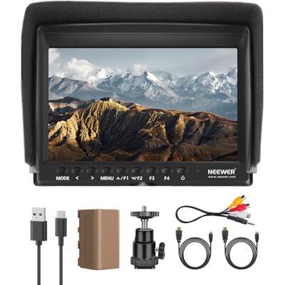 NEEWER F100 7" Monitor de Cámara Versión Actualizada Pantalla IPS 1280x800, HDMI 1080p, histograma peak focus, batería F750, rótula 360° para estabilizador DSLR, equipo de rodaje NEEWER F100 7" Monitor de Cámara Versión Actualizada Pantalla IPS 1280x800, HDMI 1080p, histograma peak focus, batería F750, rótula 360° para estabilizador DSLR, equipo de rodaje