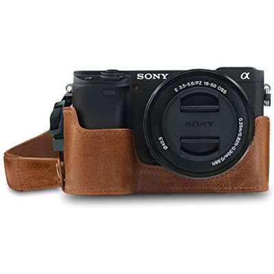 MegaGear MG1642 Estuche Ever Ready, Media Funda, Estuche de Base, Funda de Pronto Uso de Cuero auténtico, con Correa Compatible con Sony Alpha A6100, A6400 Marrón MegaGear MG1642 Estuche Ever Ready, Media Funda, Estuche de Base, Funda de Pronto Uso de Cuero auténtico, con Correa Compatible con Sony Alpha A6100, A6400 Marrón