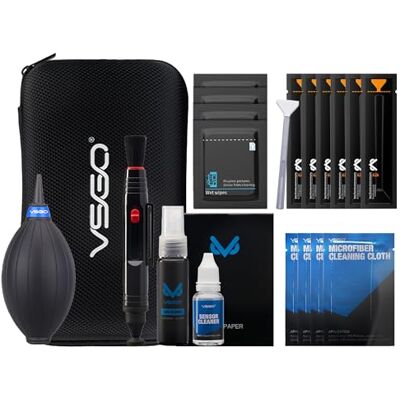 VSGO Kit de limpieza profesional para cámaras de formato completo DKL-20F Con sensor Swabs de 24 mm, limpiador de sensor, pluma y fuelle de burbujas, para Canon, Nikon, Sony, Pentax y DSLR VSGO Kit de limpieza profesional para cámaras de formato completo DKL-20F Con sensor Swabs de 24 mm, limpiador de sensor, pluma y fuelle de burbujas, para Canon, Nikon, Sony, Pentax y DSLR