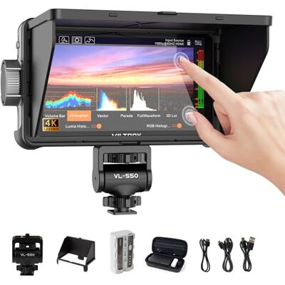 VILTROX DC-550Pro 5,5" 1200nits Monitor de Campo de cámara Pantalla táctil 1920x1080 IPS HD 3D LUT Entrada 4K HDMI Salida Asistencia de Enfoque de Video Monitor de cámara DSLR con Parasol/batería VILTROX DC-550Pro 5,5" 1200nits Monitor de Campo de cámara Pantalla táctil 1920x1080 IPS HD 3D LUT Entrada 4K HDMI Salida Asistencia de Enfoque de Video Monitor de cámara DSLR con Parasol/batería