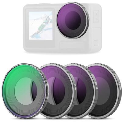 NEEWER CPL & ND Filtros Set Compatible con DJI Osmo Action 4/Action 5 Pro (Paquete de 4), Filtros CPL Kit Rosca + ND8 + ND16 + ND32, Accesorios para Cámaras Acción, Vidrio Optico HD Multicapa, FL-A12 NEEWER CPL & ND Filtros Set Compatible con DJI Osmo Action 4/Action 5 Pro (Paquete de 4), Filtros CPL Kit Rosca + ND8 + ND16 + ND32, Accesorios para Cámaras Acción, Vidrio Optico HD Multicapa, FL-A12