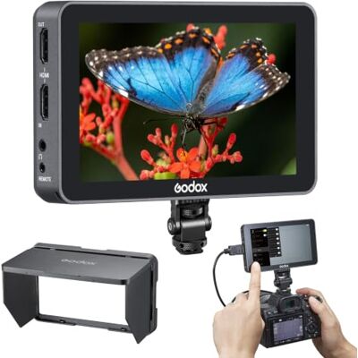GODOX GM6S Pro Kit2 5,5 pulgadas 2000 Nits Pantalla inclinable Ctrl remoto Monitor Cámara 4K HDMI DSLR Kamera Field Monitor 1920*1080 IPS Control Táctil Parabrisas anti-reflejo Funda caucho&Cable HDMI GODOX GM6S Pro Kit2 5,5 pulgadas 2000 Nits Pantalla inclinable Ctrl remoto Monitor Cámara 4K HDMI DSLR Kamera Field Monitor 1920*1080 IPS Control Táctil Parabrisas anti-reflejo Funda caucho&Cable HDMI
