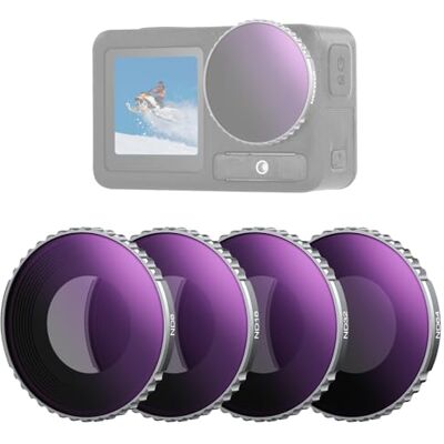 NEEWER ND Filtros Set Compatible con DJI Osmo Action 4/Action 5 Pro (Paquete de 4), Filtros ND8 + ND16 + ND32 + ND64 con Rosca, Accesorios para Cámaras Acción, Vidrio Optico HD Multicapa, FL-B04 NEEWER ND Filtros Set Compatible con DJI Osmo Action 4/Action 5 Pro (Paquete de 4), Filtros ND8 + ND16 + ND32 + ND64 con Rosca, Accesorios para Cámaras Acción, Vidrio Optico HD Multicapa, FL-B04