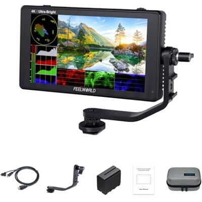 Feelworld LUT6 6 Pulgadas 2600nits HDR/3D LUT Pantalla táctil Cámara DSLR Monitor de Campo con Forma de Onda Histograma VectorScope Entrada HDMI 4K Salida 1920X1080 Panel con batería F750 Feelworld LUT6 6 Pulgadas 2600nits HDR/3D LUT Pantalla táctil Cámara DSLR Monitor de Campo con Forma de Onda Histograma VectorScope Entrada HDMI 4K Salida 1920X1080 Panel con batería F750