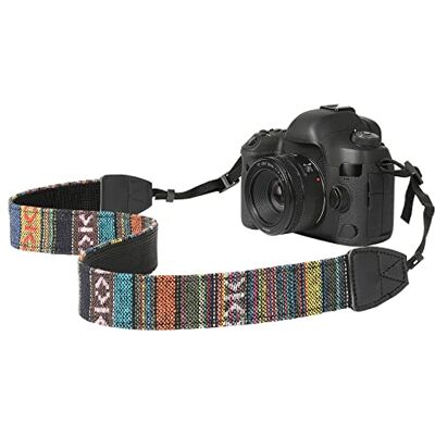 MoKo Correa para Cámara para Canon,Fuji,Nikon,Olympus,Pentax,Sony Tela de Algodón,Correas Ajustables para Cuello y Hombro,Compatible con Cámaras Digitales DSLR, Rayas de Colores MoKo Correa para Cámara para Canon,Fuji,Nikon,Olympus,Pentax,Sony Tela de Algodón,Correas Ajustables para Cuello y Hombro,Compatible con Cámaras Digitales DSLR, Rayas de Colores