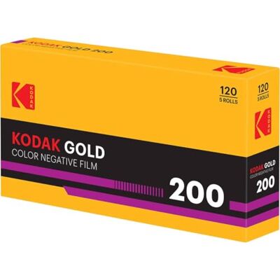 Kodak Gold 200 Color 120 Rollo de película negativa, paquete de 5 Kodak Gold 200 Color 120 Rollo de película negativa, paquete de 5