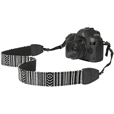 MoKo Correa para Cámara para Canon,Fuji,Nikon,Olympus,Pentax,Sony Tela de Algodón,Correas Ajustables para Cuello y Hombro,Compatible con Cámaras Digitales DSLR, Rayas Blancas y Negras MoKo Correa para Cámara para Canon,Fuji,Nikon,Olympus,Pentax,Sony Tela de Algodón,Correas Ajustables para Cuello y Hombro,Compatible con Cámaras Digitales DSLR, Rayas Blancas y Negras