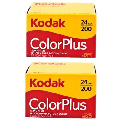 Kodak ColorPlus 24 poses 200 ISO, 35 mm, película de color, 2 unidades. Kodak ColorPlus 24 poses 200 ISO, 35 mm, película de color, 2 unidades.