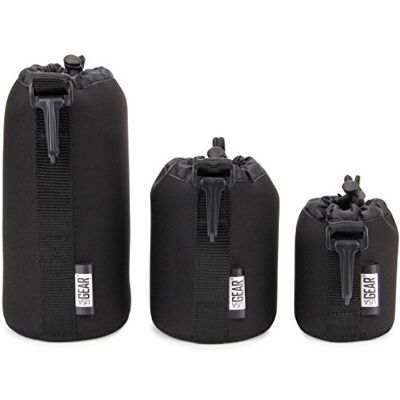 USA Gear FlexARMOR Pack de 3 Fundas para Objetivos De Neopreno Funda Pequeñas, Mediana Y Grande. para Lentes De hasta 70-300 Mm con Abertura con Cordón, Clip Adjunto Y Trabilla Reforzada Negro USA Gear FlexARMOR Pack de 3 Fundas para Objetivos De Neopreno Funda Pequeñas, Mediana Y Grande. para Lentes De hasta 70-300 Mm con Abertura con Cordón, Clip Adjunto Y Trabilla Reforzada Negro