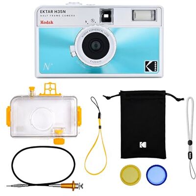 Kodak EKTAR H35N cámara de película de Medio fotograma Kit Premium, 35 mm, Reutilizable, función de Bombilla, Filtro de Estrella, Lente recubierta (película y batería no Incluidas) (Azul esmaltado) Kodak EKTAR H35N cámara de película de Medio fotograma Kit Premium, 35 mm, Reutilizable, función de Bombilla, Filtro de Estrella, Lente recubierta (película y batería no Incluidas) (Azul esmaltado)