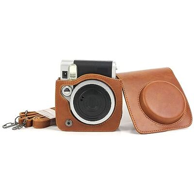 Generic Funda protectora para cámara Instax Mini 90, bolsa de almacenamiento retro suave de piel sintética con correa de hombro ajustable, cubierta superior desmontable (marrón) Generic Funda protectora para cámara Instax Mini 90, bolsa de almacenamiento retro suave de piel sintética con correa de hombro ajustable, cubierta superior desmontable (marrón)